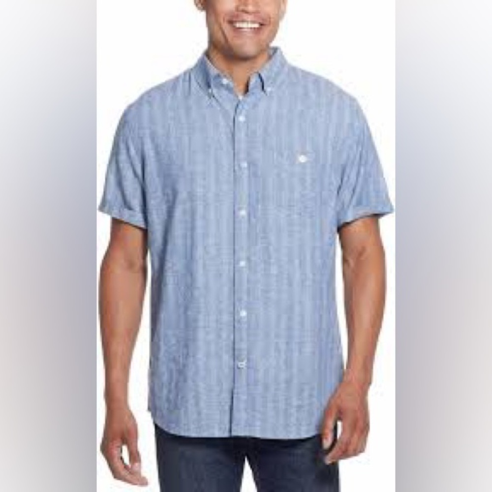 XXL Weatherproof Vintage Mens Short Sleeve Woven Shirt - Washable Linen